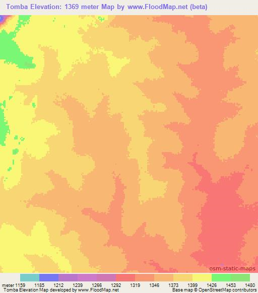Tomba,Angola Elevation Map