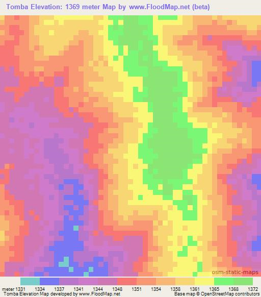 Tomba,Angola Elevation Map