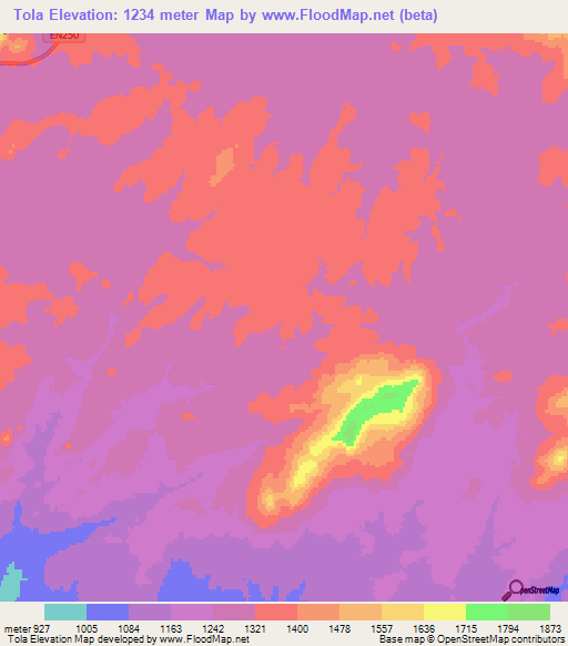 Tola,Angola Elevation Map