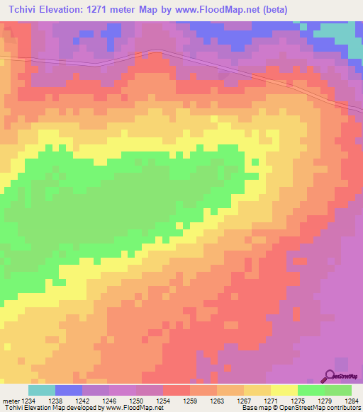 Tchivi,Angola Elevation Map