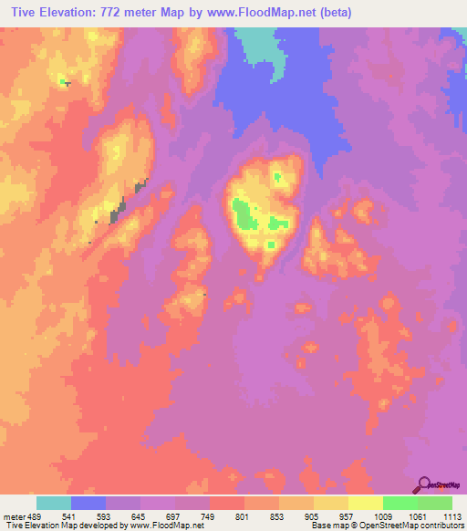 Tive,Angola Elevation Map