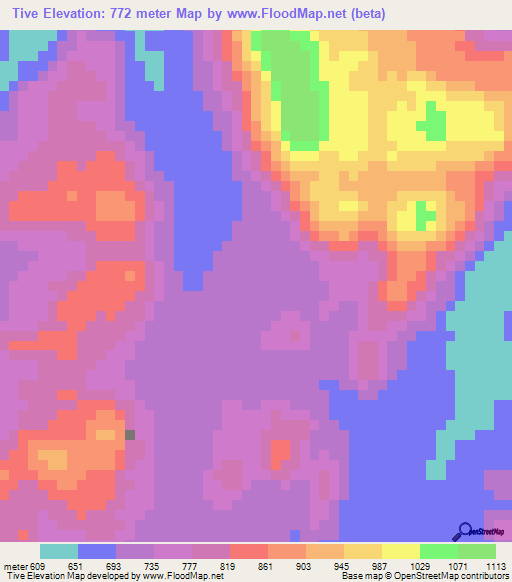 Tive,Angola Elevation Map