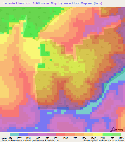 Tenente,Angola Elevation Map