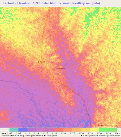 Techiulo,Angola Elevation Map