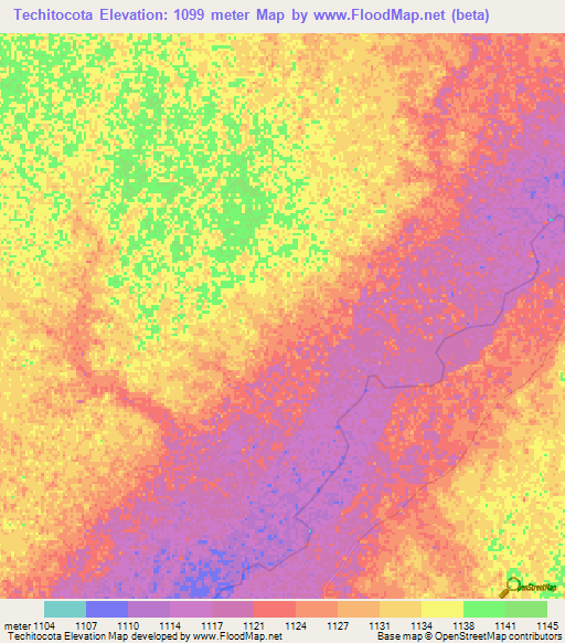 Techitocota,Angola Elevation Map