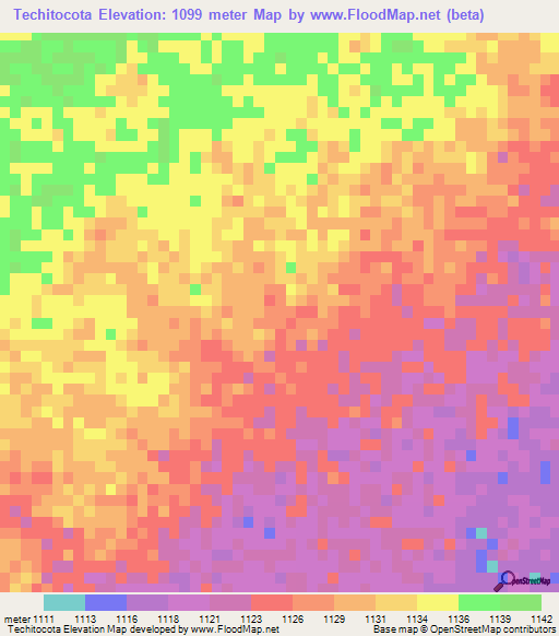 Techitocota,Angola Elevation Map