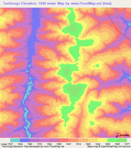Techiongo,Angola Elevation Map