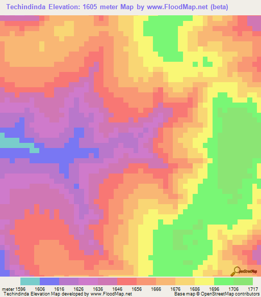 Techindinda,Angola Elevation Map