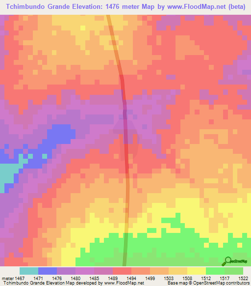 Tchimbundo Grande,Angola Elevation Map