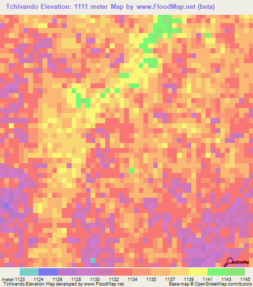 Tchivando,Angola Elevation Map