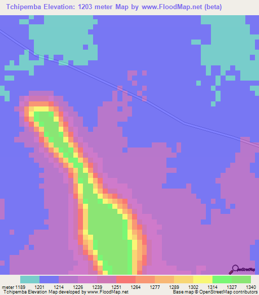 Tchipemba,Angola Elevation Map