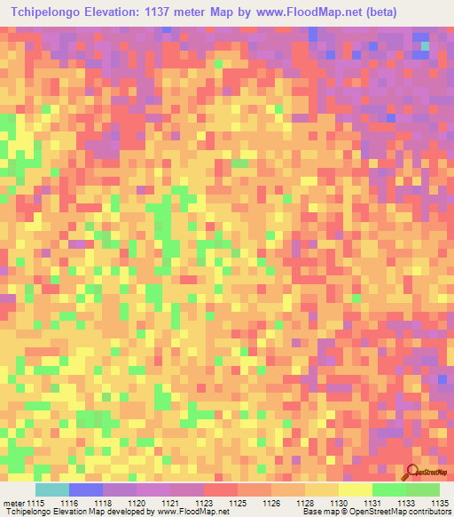 Tchipelongo,Angola Elevation Map