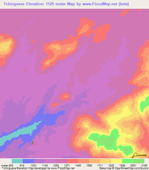 Tchingueve,Angola Elevation Map
