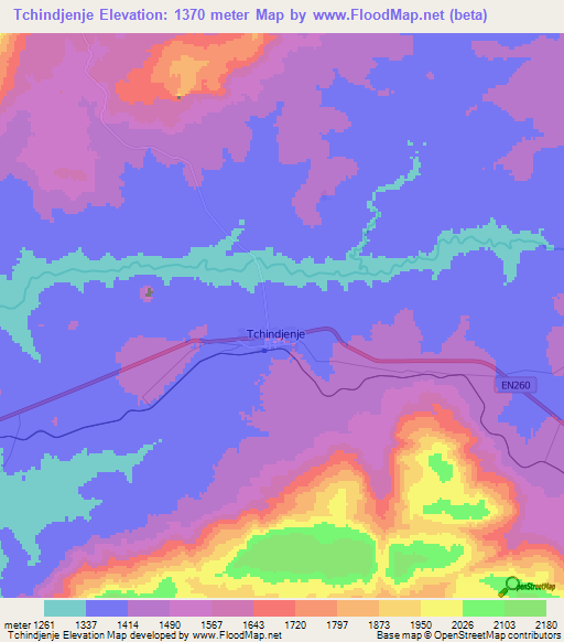 Tchindjenje,Angola Elevation Map