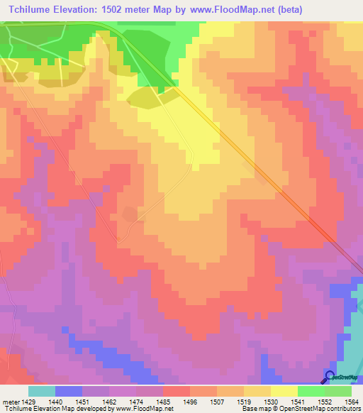 Tchilume,Angola Elevation Map