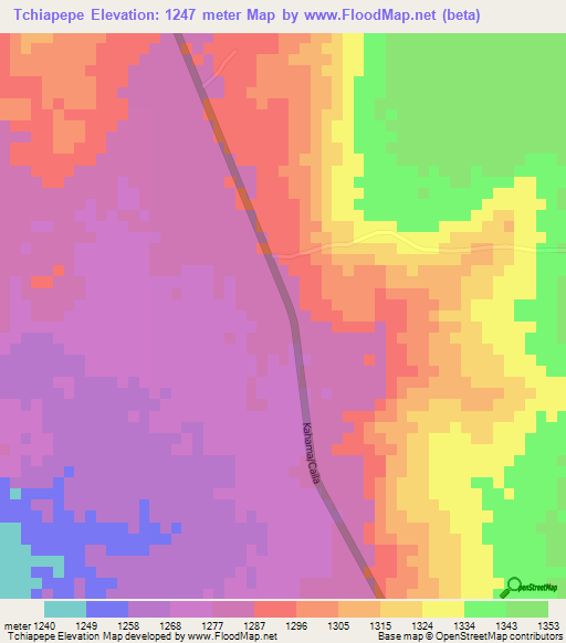 Tchiapepe,Angola Elevation Map