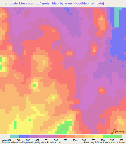 Tchicuata,Angola Elevation Map
