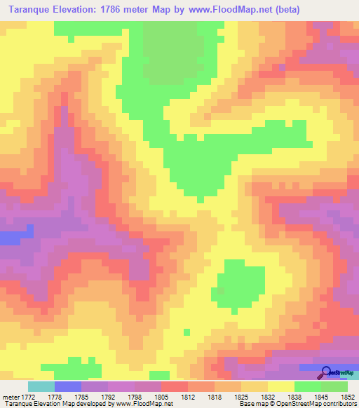 Taranque,Angola Elevation Map