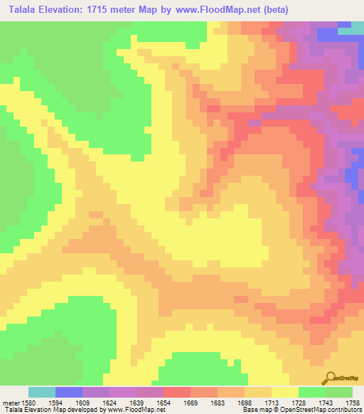 Talala,Angola Elevation Map