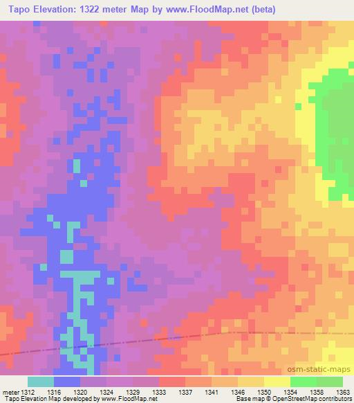 Tapo,Angola Elevation Map