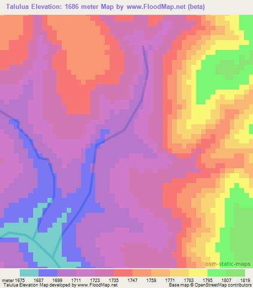 Talulua,Angola Elevation Map