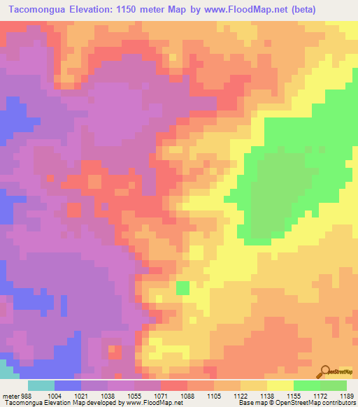 Tacomongua,Angola Elevation Map