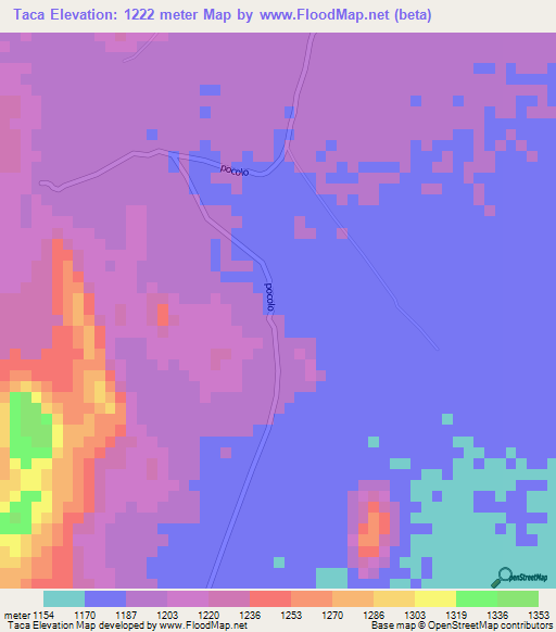 Taca,Angola Elevation Map