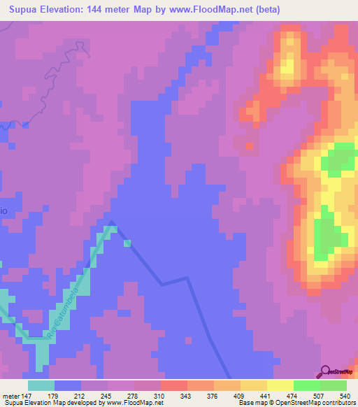 Supua,Angola Elevation Map