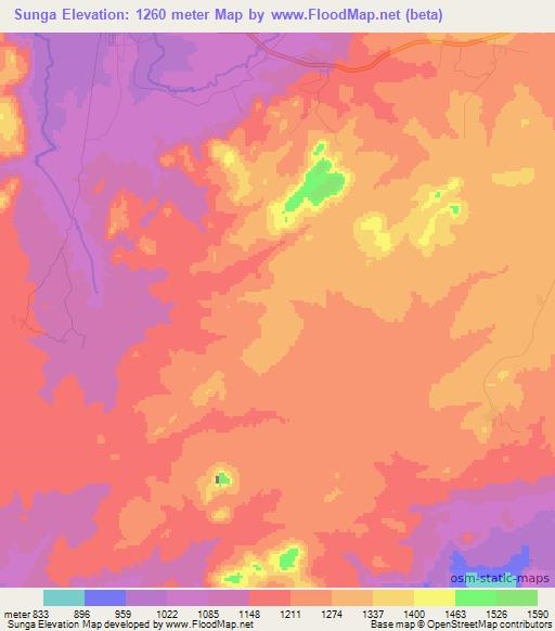 Sunga,Angola Elevation Map