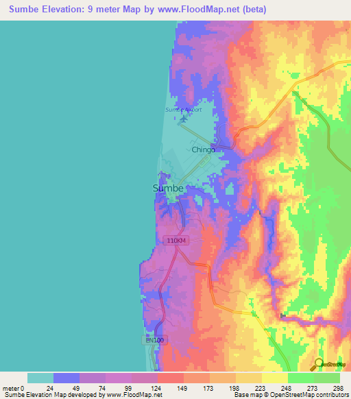 Sumbe,Angola Elevation Map