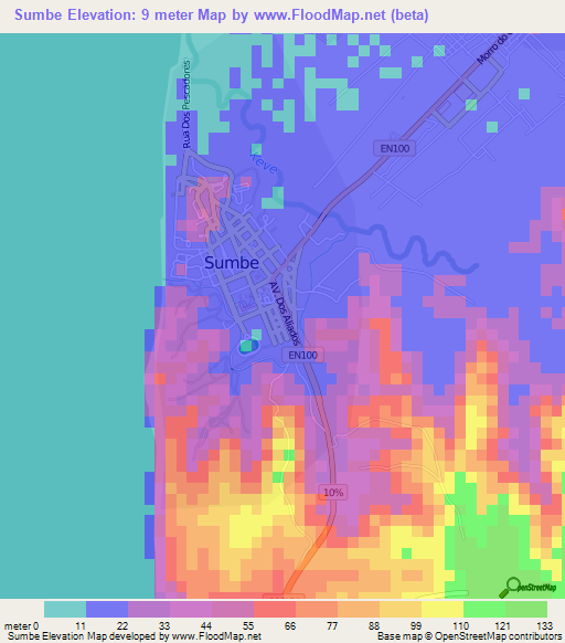 Sumbe,Angola Elevation Map