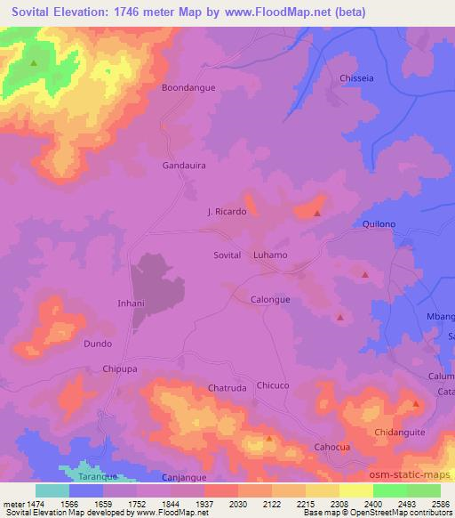 Sovital,Angola Elevation Map