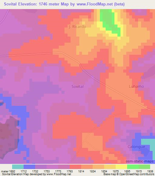 Sovital,Angola Elevation Map