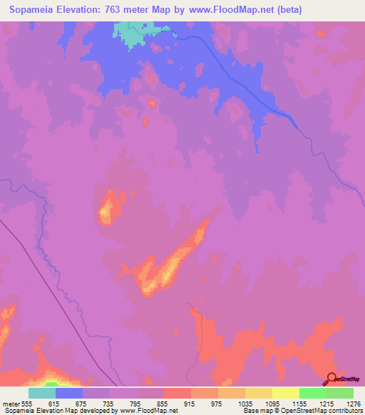 Sopameia,Angola Elevation Map