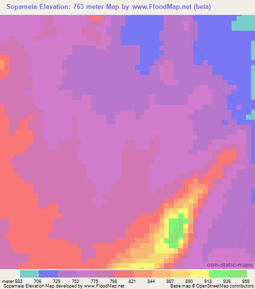 Sopameia,Angola Elevation Map