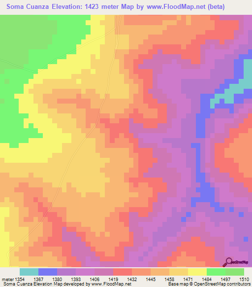 Soma Cuanza,Angola Elevation Map