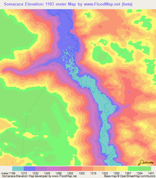 Somacaca,Angola Elevation Map