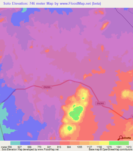 Solo,Angola Elevation Map