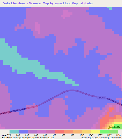 Solo,Angola Elevation Map