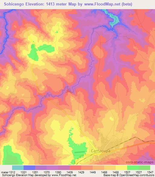 Sohicengo,Angola Elevation Map