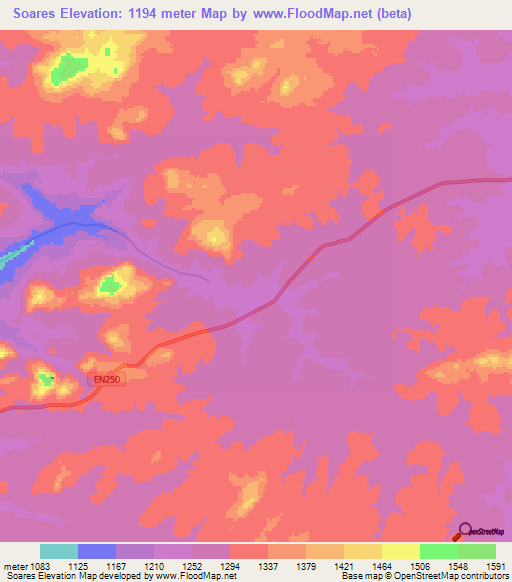 Soares,Angola Elevation Map