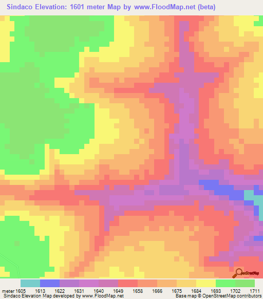 Sindaco,Angola Elevation Map