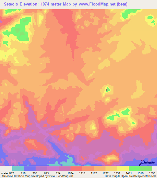Seteolo,Angola Elevation Map