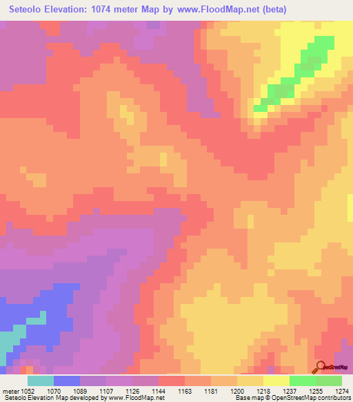Seteolo,Angola Elevation Map