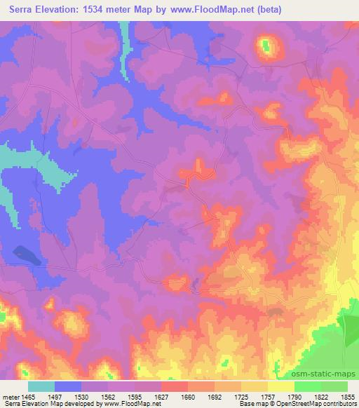 Serra,Angola Elevation Map