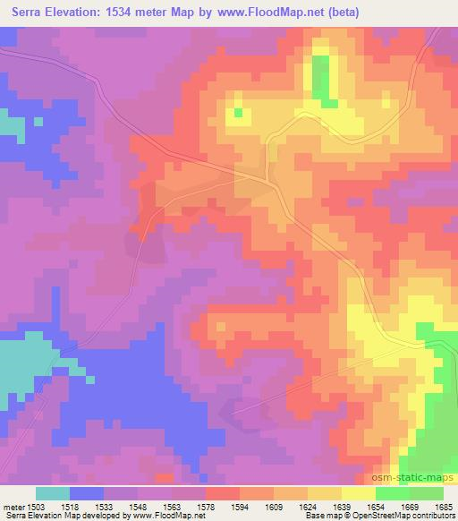 Serra,Angola Elevation Map