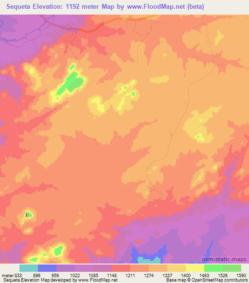 Sequeta,Angola Elevation Map