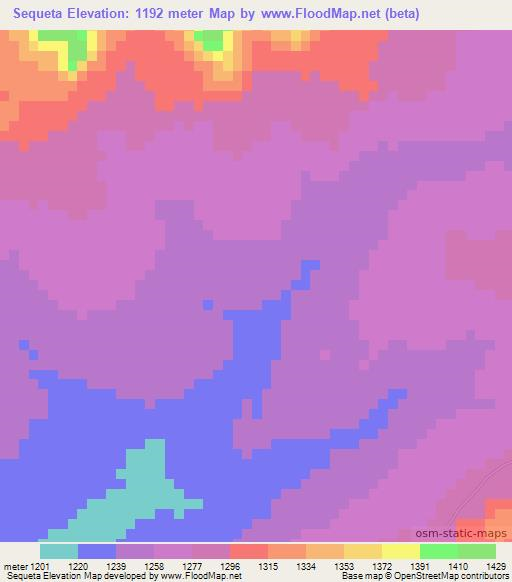 Sequeta,Angola Elevation Map