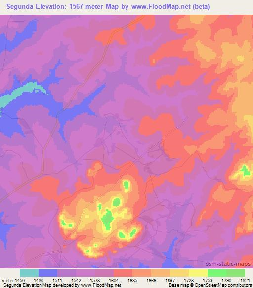 Segunda,Angola Elevation Map