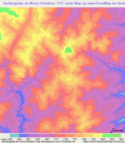 Savitangaiala de Moma,Angola Elevation Map
